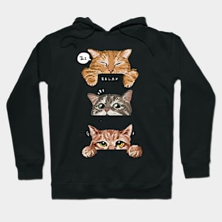 cute cat mood on black background illustration Hoodie